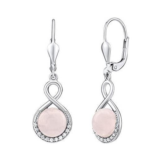 SILVEGO orecchini da donna in argento 925 con quarzo rosa naturale, jst14710rq