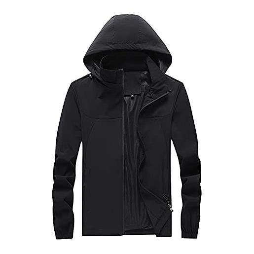 ASHUI giacca a vento invernale giacca da uomo casual staccabile con cappuccio con cerniera manica lunga tasca sottile giacca da escursionismo giacca a vento impermeabile all'aperto