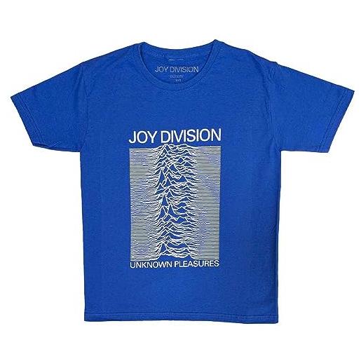 Rock Off officially licensed products joy division - maglietta per bambini unknown pleasures, colore: blu, età 5-14 anni, blu, medium (7/8 yrs)