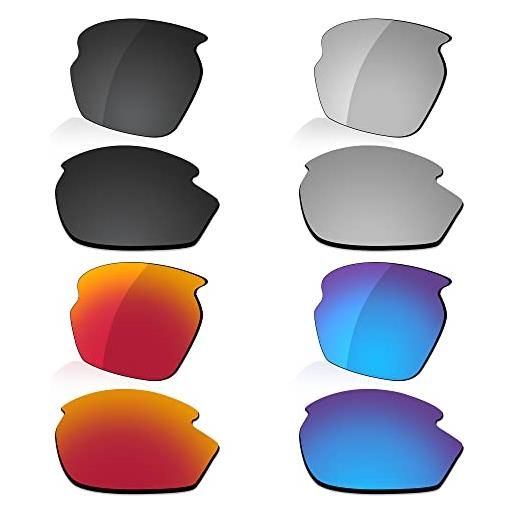 LenzReborn sostituzione lente polarizzata per occhiali da sole rudy project rydon - altre opzioni, nero scuro + grigio argento + rosso fuoco + blu ghiaccio, taglia unica