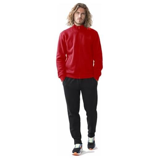 Everlast tuta da ginnastica uomo felpata completo sport con logo giacca senza cappuccio pantalone dritto (large)