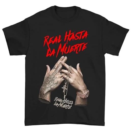 shem anuel aa real hasta la muerte shirt moda uomo t shirt top, nero , s