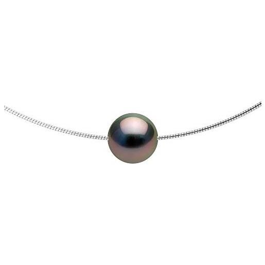 PEARLS & COLORS NATURAL FINE PEARLS pearls & colors - collana vera perla coltivata di tahiti rotonda 9-10 mm - qualità a + - cavo argento 925 - gioiello da donna