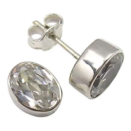 SilverStarJewel orecchini a bottone in argento massiccio 925 con zirconi 1 cm 2,3 grammi nuovi gioielli