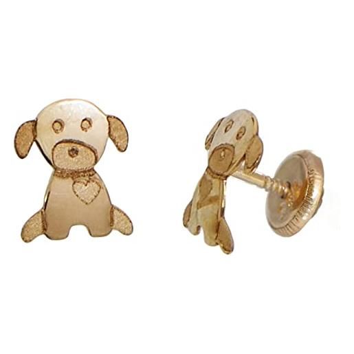 I-be i be, cane con orecchini a forma di cuore, 14 k (585) oro, 6 x 6,5 mm, 35585213001p