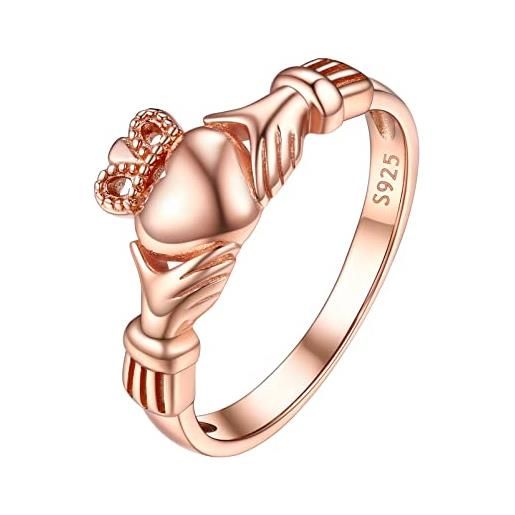 PROSILVER anello donna anello in argento sterling 925 anello claddagh oro rosa anelli donna taglia 20