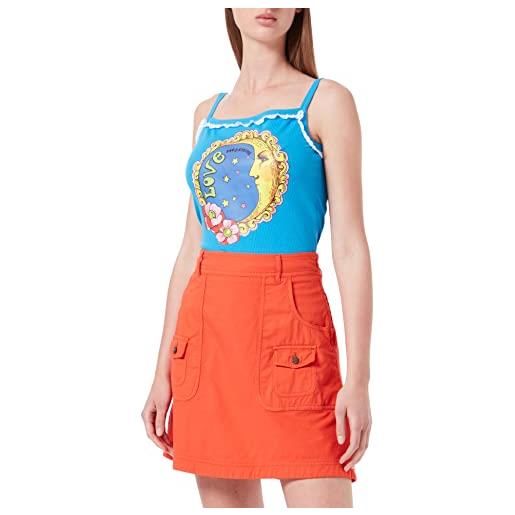 Love Moschino fancy cotton-linen blend with embroidery and small patch pockets gonna, colore: arancione, 50 donna