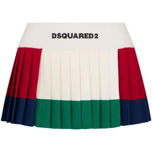 Dsquared2 minigonna plissettata con banda logo - bianco