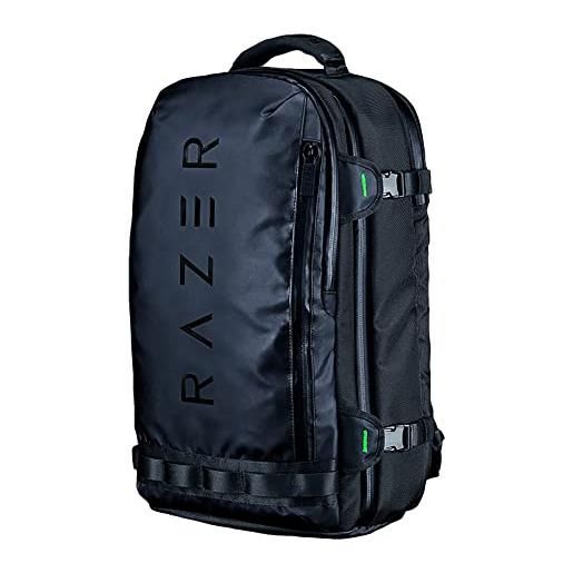 Razer rogue v3 backpack edizione nero zaino da viaggio compatto, scomparto dedicato per portatili da 13 pollici, esterno in poliestere antipiega e resistente alle abrasioni