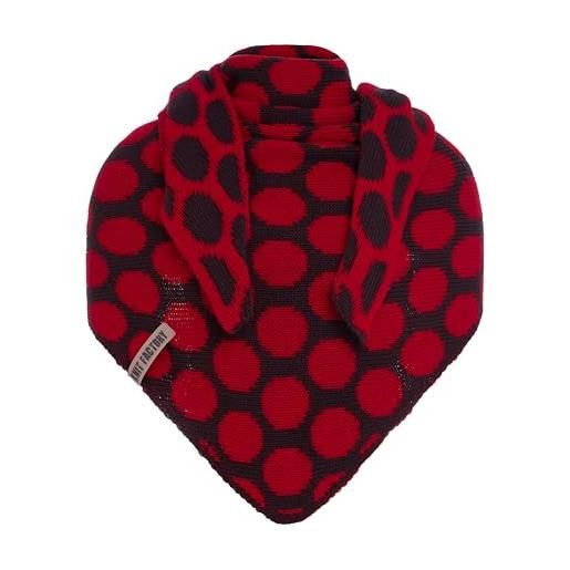 Knit factory - sciarpa triangolare liva - sciarpa da donna in maglia con lana - sciarpa lavorata a maglia con motivo a pois - alta qualità - sciarpa xxl - 180 x 75 cm, melanzana/rosso brillante, 