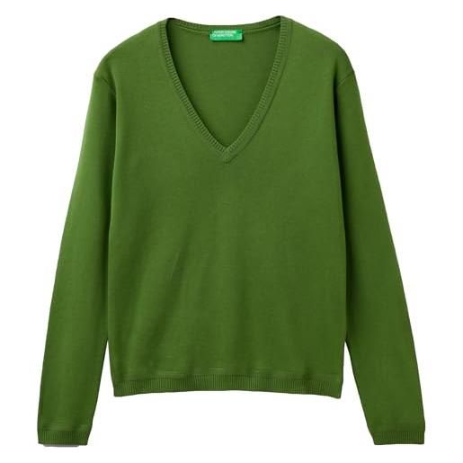 United Colors of Benetton maglia scollo v m/l 1091d4625 maglione, verde bosco 2g3, s donna