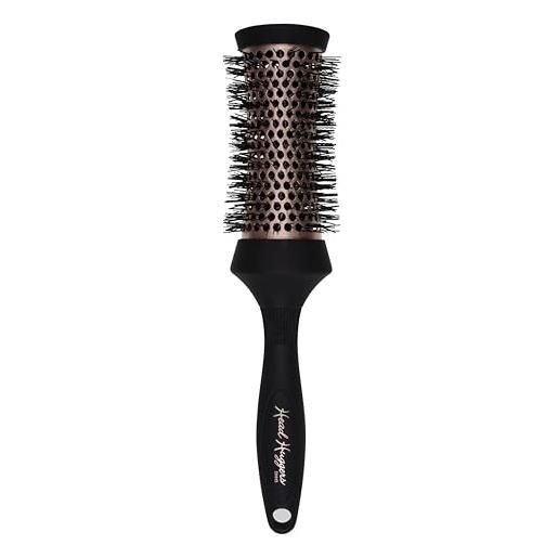 Denman thermo ceramic hourglass hot curl brush - hair curling brush for blow-drying, straightening, defined curls, volume & root-lift - rose gold & black, (dhh4rrg) (medium)