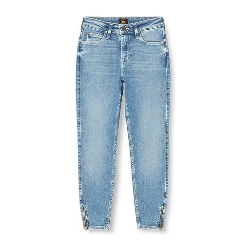 Lee scarlett high zip jeans, blu, 42 it (28w/33l) donna