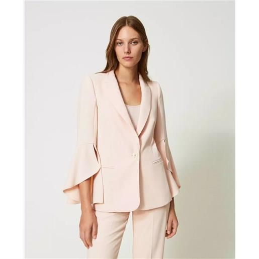 Twin Set giacca blazer in crepe cady con revers a lancia