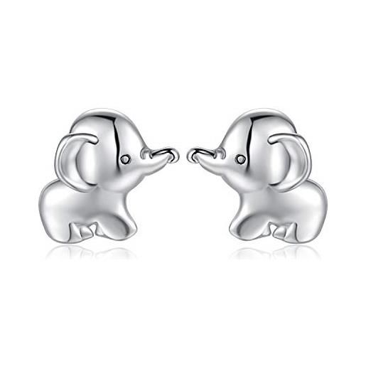 Qings orecchini donna elefante in argento sterling 925, orecchini a perno elefante fortunati regalo di compleanno per ragazza bambina e figlia