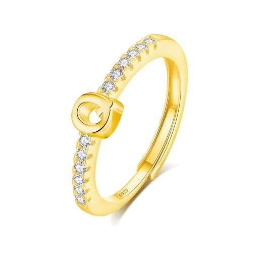 INFUSEU anello con iniziale, argento 925 18k oro anelli donna regolabili a-z lettera q captiale impilabili personalizzato nome gioielli regalo di mamma donna