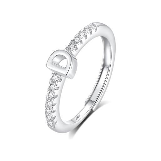 INFUSEU anello con iniziale, argento 925 anelli donna regolabili a-z lettera captiale d impilabili personalizzato nome gioielli regalo di mamma donna
