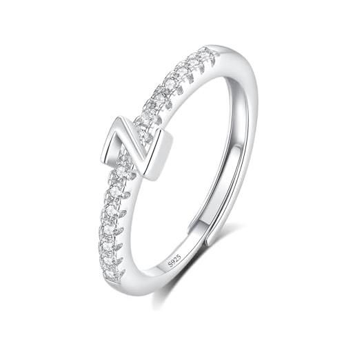 INFUSEU anello con iniziale, argento 925 anelli donna regolabili a-z lettera z captiale impilabili personalizzato nome gioielli regalo di mamma donna