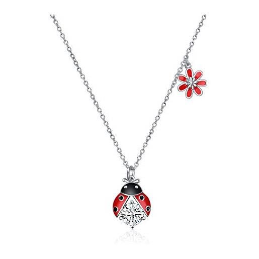 YFN coccinella collana argento sterling ciondolo felice moda regalo gioielli per donne ragazze