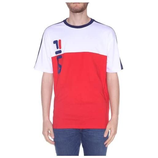 Fila bartin loose tee t-shirt, true red medieval blue-bright white, l uomo