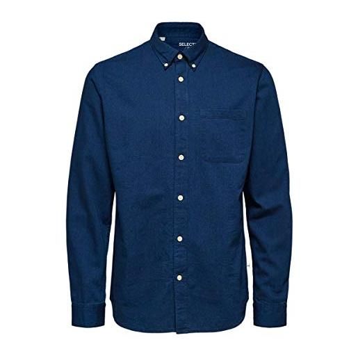SELECTED HOMME slhregrick-denim shirt ls w noos camicia, blu jeans scuro, xs uomo