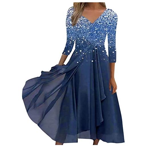 Cocila abbigliamento donna estivi vestiti lunghi floreali gonna a ruota anni 50 abito cerimonia donna economico vestito donna elegante nero abiti donna estivi longuette (blue, s)
