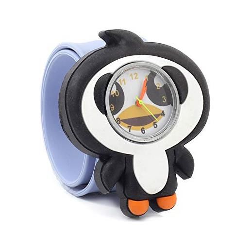 Pop Watch cinturino in silicone a forma di pinguino con movimento al quarzo, aiuta i bambini a imparare l'ora, animale