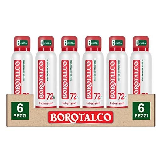 Borotalco 6x Borotalco deodorante deo spray 72h intensive profumo di Borotalco con talco a cristalli attivi - 6 flaconi da 150ml