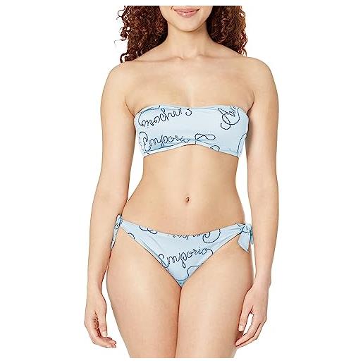 Emporio Armani bikini brasiliano da donna con fascia e fiocco set, blu navy/bianco, s