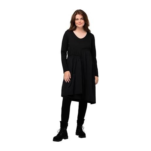 Ulla popken abito svasato con tessuto asimmetrico vestito, nero, 60-62 donna