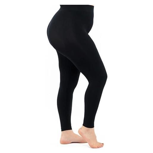 LEELA LAB leggings modellanti donna taglie forti con effetto push-up, realizzati in microfibra seamless senza cuciture - made in italy (black, xxxl)