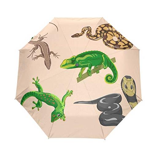 FVFV lucertola serpente arrabbiata ombrello pieghevole automatico ombrelli portatile ombrello pieghevoli da viaggio per bambina bambini