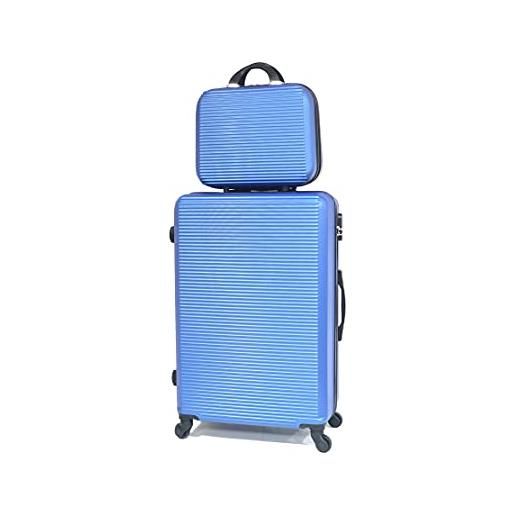 CELIMS - valigie leggere approvate da più di 100 compagnie aeree per un viaggio in tutta sicurezza, blu, grande 75 cm + vanity 14 pouces