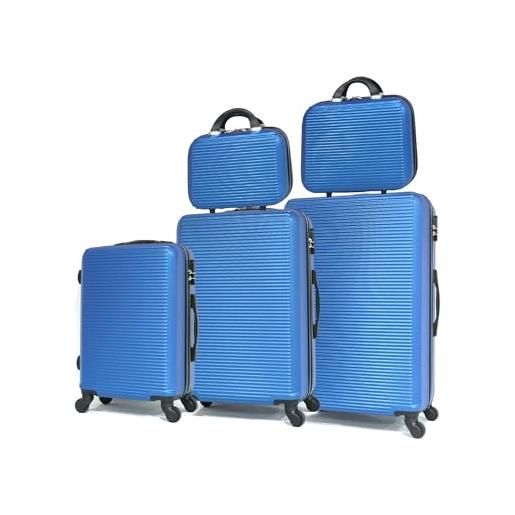 CELIMS - valigie leggere approvate da più di 100 compagnie aeree per un viaggio in tutta sicurezza, blu, lot de 3 + 2 (v12+v14+cabine+moyenne+grande)