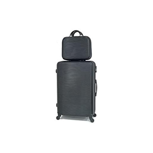 CELIMS - valigie leggere approvate da più di 100 compagnie aeree per un viaggio in tutta sicurezza, nero , grande 75 cm + vanity 14 pouces
