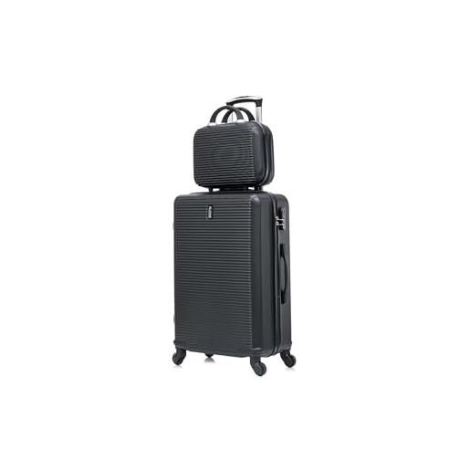 CELIMS - set valigie | valigia grande 23 kg rigida + beauty case da viaggio 35cm | valigia da stiva 75cm donna | trolley grande 75cm con 4 ruote | nero