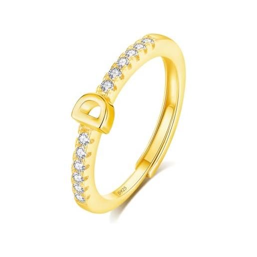 INFUSEU anello con iniziale, argento 925 18k oro anelli donna regolabili a-z lettera captiale d impilabili personalizzato nome gioielli regalo di mamma donna