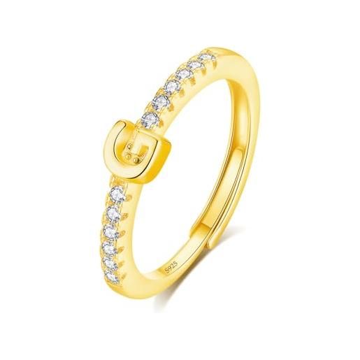 INFUSEU anello con iniziale, argento 925 18k oro anelli donna regolabili a-z lettera g captiale impilabili personalizzato nome gioielli regalo di mamma donna