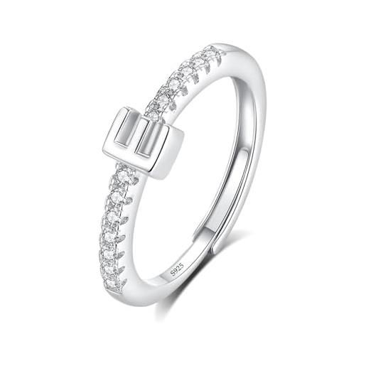INFUSEU anello con iniziale, argento 925 anelli donna regolabili a-z lettera captiale e impilabili personalizzato nome gioielli regalo di mamma donna