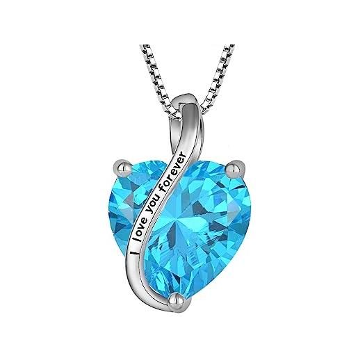 YL Collana Cavallo In Argento 925 Con Ciondolo A Cuore E Incisione 'I Love You' – Gioiello Per Lei