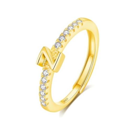 INFUSEU anello con iniziale, argento 925 18k oro anelli donna regolabili a-z lettera z captiale impilabili personalizzato nome gioielli regalo di mamma donna