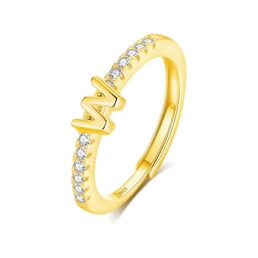 INFUSEU anello con iniziale, argento 925 18k oro anelli donna regolabili a-z lettera w captiale impilabili personalizzato nome gioielli regalo di mamma donna