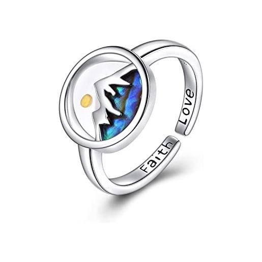 POPLYKE anelli di montagna per donne in argento sterling semi di senape regolabile anello cristiano gioielli regalo per lui, argento sterling
