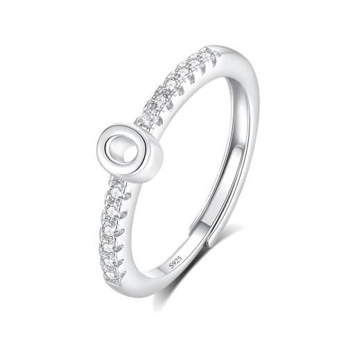 INFUSEU anello con iniziale, argento 925 anelli donna regolabili a-z lettera o captiale impilabili personalizzato nome gioielli regalo di mamma donna