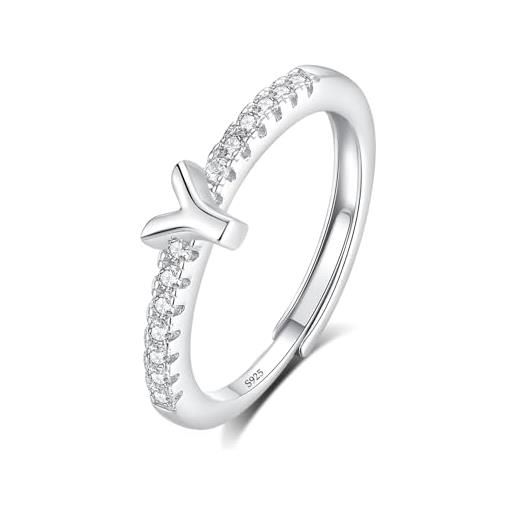 INFUSEU anello con iniziale, argento 925 anelli donna regolabili a-z lettera y captiale impilabili personalizzato nome gioielli regalo di mamma donna