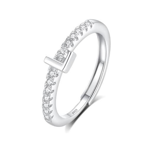 INFUSEU anello con iniziale, argento 925 anelli donna regolabili a-z lettera l captiale impilabili personalizzato nome gioielli regalo di mamma donna