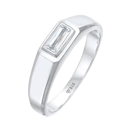 Kuzzoi anello da uomo con topazio, elegante anello solitario in argento sterling 925, con pietra preziosa lucidata, anello da uomo in misura 60-66, 0610681321, gemma, topazio bianco