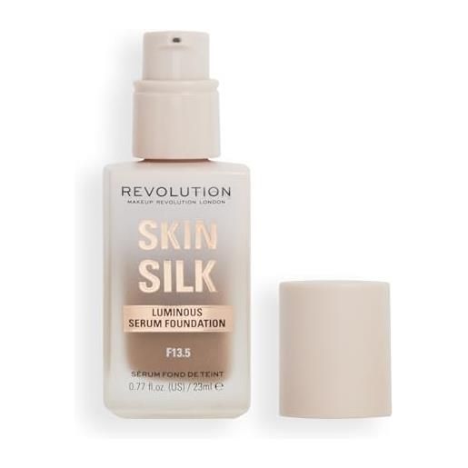 Makeup Revolution, skin silk serum foundation, light to medium coverage, contains hyaluronic acid, f13.5, 23ml