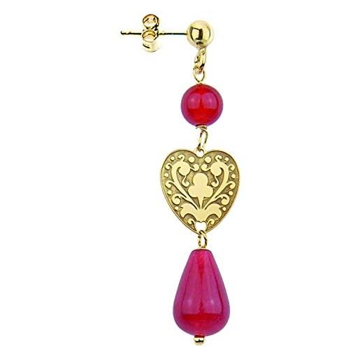 Lebole Gioielli collezione gotico romantico gorsm cuore orecchino singolo da donna in argento pietra rubino