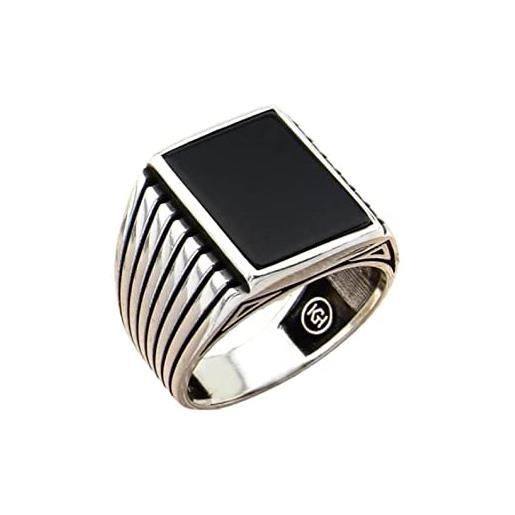 SOHO SILVERS anello rettangolare in onice nera 925 argento per uomo, regalo di anello di classe turca con pietre preziose per lui, regalo di natale esclusivo dell'anello da uomo (6036038) | 25